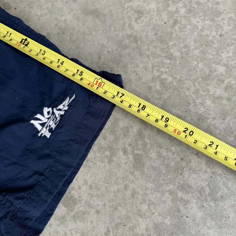 Vintage 90s No Fear Dangerous Sports Gear Navy Blue Nylon Swim Trunks